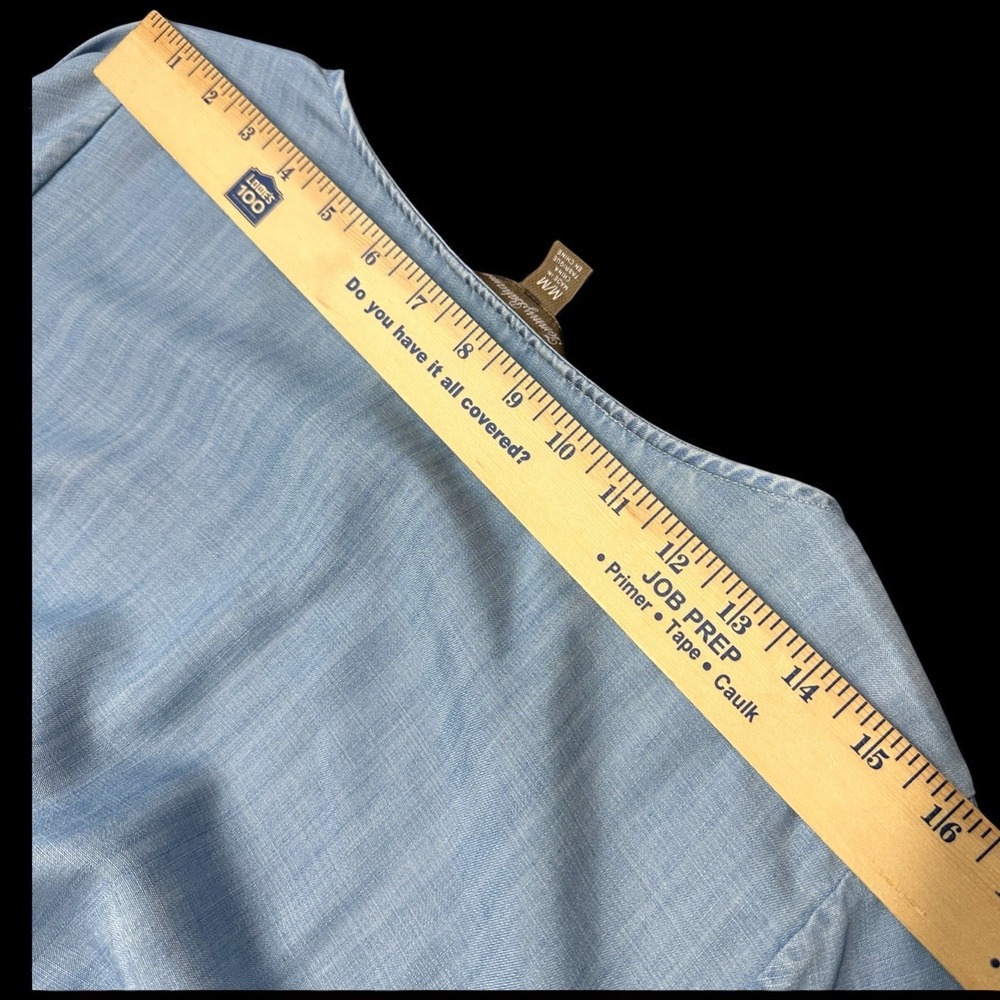 Tommy Bahama Blue Chambray Shirt Dress Coastal Grandma Weekend Size Medium - Picture 14 of 16